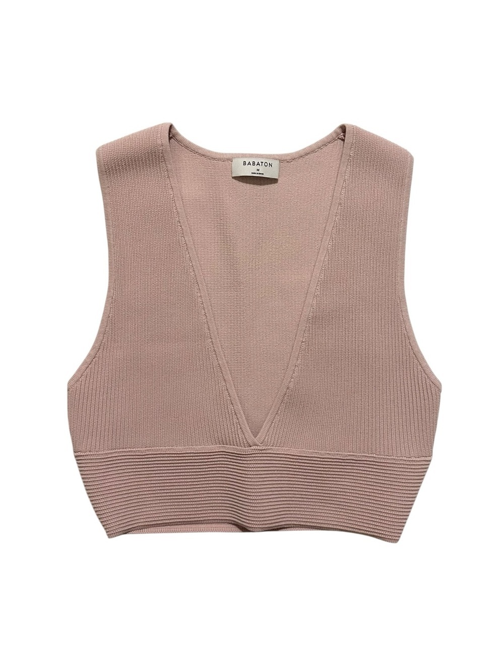 NWT💕Aritzia Babaton Sculpt Knit Deep V Tank - Pink M